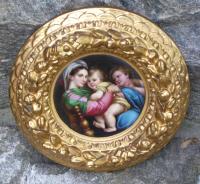 Enamel roundel grand tour plaque in gilt frame Florence  c1880