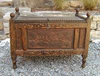Early hand carved Tibetan storage trunk c 1800