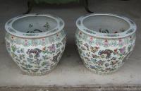 Pr 20th C Chinese porcelain cachepots