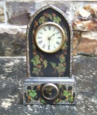 Victorian faux painted cast iron mantle clock c1880
