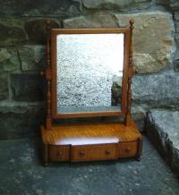 Tiger maple dresser mirror with drawers c1900