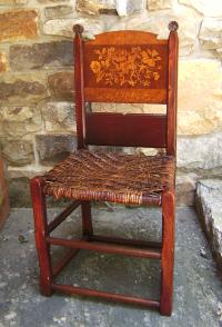 German inlaid side chair with flowers c1900