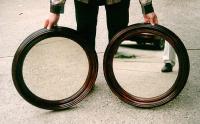 Antique Pair of Walnut Victorian round mirrors
