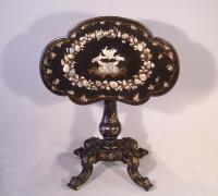 English Victorian black lacquered paper mache table c1880