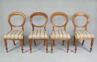 Set of four English Victorian  balloon back side chairs c1850