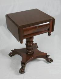 Period American Empire mahogany work table with claw feet c1825
