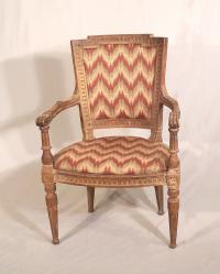French armchair in flame stitch c1800