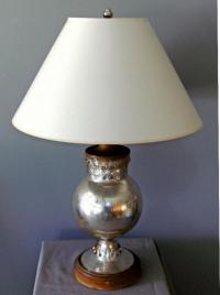 19th c  American mercury glass table lamp