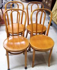 Set of four original Thonet bentwood bistro chairs