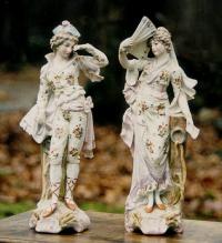 Pair of antique Meissen porcelain figurines