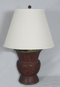 Ching Dynasty Chinese cinnabar lamp