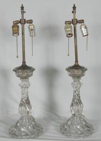 Pair Baccarat swirl glass lamps c1900