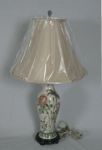 Chinese earthenware lamp with flowers