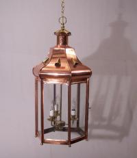 Vintage handmade copper hanging light fixture