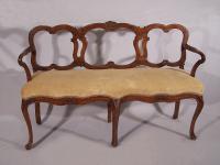 18th c French walnut diminutive upholstered settee c1790