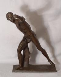 Nude Bronze sculpture figure of a young athlete c1870