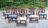 Set of twelve Vintage Baker Chippendale mahogany dining chairs