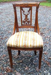 French hand carved dolphin and arrows side chair c1820