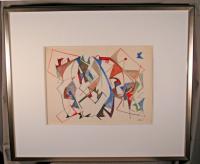 Sacha Kolin geometric abstract watercolor c1950