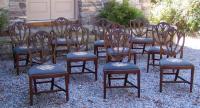 Vintage set of ten Hepplewhite style mahogany dining chairs c1930