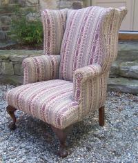 Early American ball and claw foot Chippendale wing chair c1790