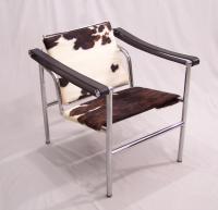 Corbusier Basculant LC1 chair stainless steel with pony hide