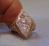 2 CT French Art Deco yellow gold and diamond ring