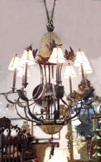 Contemporary modern bronze chandelier with monkeys