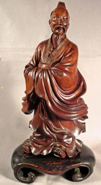 Japanese Meiji period hand carved rosewood sage c1900