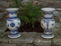 Pair Chinese blue white export porcelain pedestals c1880