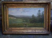 C B Hellem Hudson River landscape oil painting on canvas