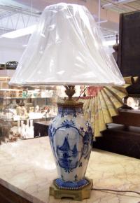 Early Dutch Delft porcelain vase mounted as lamp