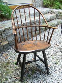 American country Windsor arm chair in original green paint c1800
