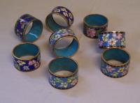 Set of eight vintage Chinese Cloisonne napkin rings