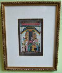 Indian miniature painting of a prince and his ministers 19thc