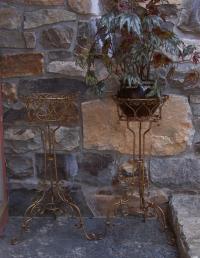 Pair French gilt hand wrought iron plant stands c1900