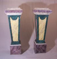Pair of large faux marble pedestals