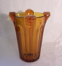 French Art Deco honey amber Art Glass vase c1920