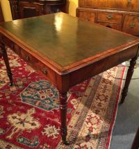 Antique English Regency flat top writing desk with leather top c1830
