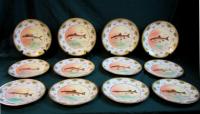 Set of twelve Limoges porcelain fish plates c1900