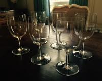 Set of six Baccarat clear wine glasses
