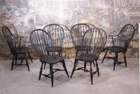 Vintage set of Early American country Windsor chairs Warren Chair Company c1981