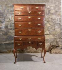Early American Queen Anne maple and tiger maple highboy