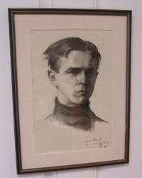 Jennie Burr 1898 charcoal portrait of a young man