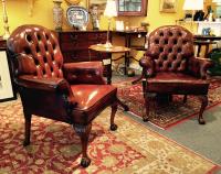 Pair of vintage Art Deco period leather arm chairs