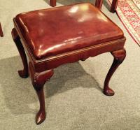 Antique walnut cabriole leg leather stool
