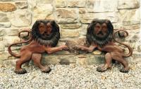 Pair of 19thc English carved and painted folk art lions