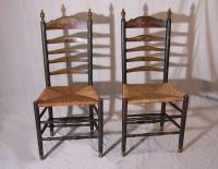 Rare pair of hand painted Dutch ladder back chairs c1760