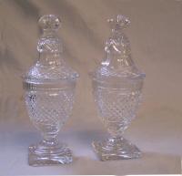 Pair of Anglo Irish cut glass urns c 1820
