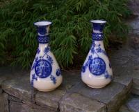 Pair English Aesthetic blue willow vases c1880